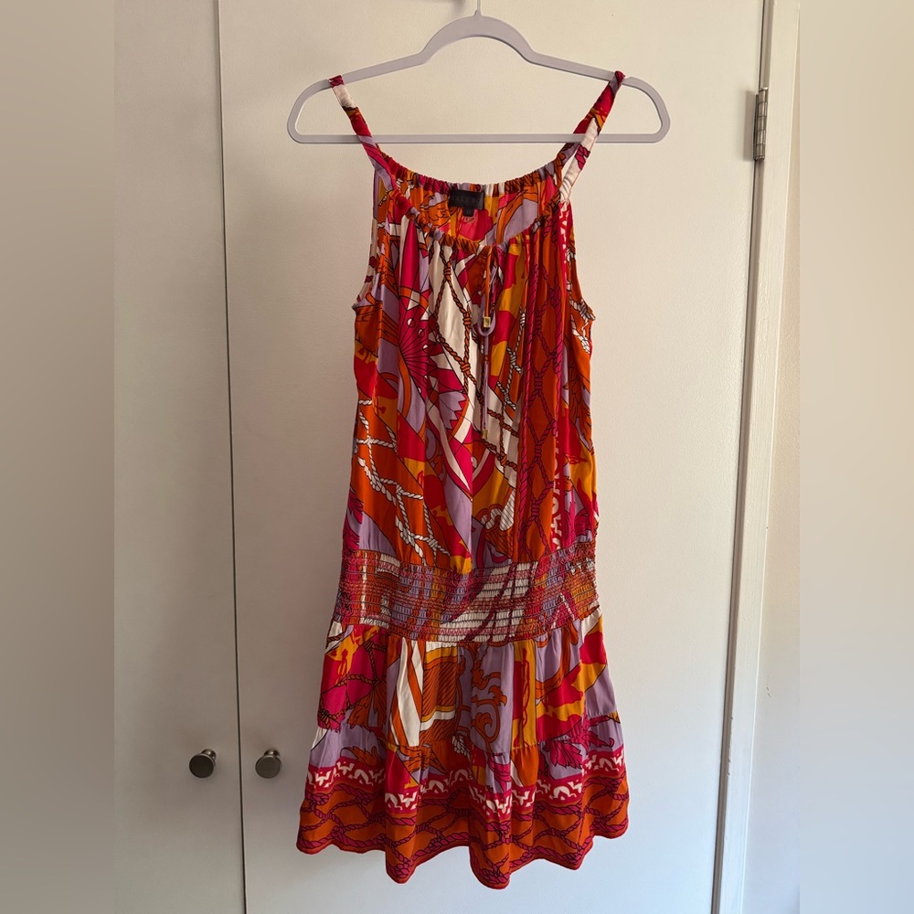 HALE BOB Cabana Silk Floral Print Tie V-Neck Ruffle